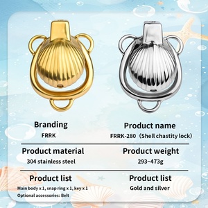 Stainless Steel Silver /Gold Shell Penis Cock Cage Padlock Chastity Device with Belt&metal Anal Plug Pleasure <b>for</b> <b>Men</b> Sex <b>Toy</b> - Product Image 1