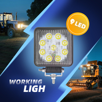 Luz de Trabajo LED Cuadrada de Aluminio de 12-36V y 4 Pulgadas, 27w, con 6000 Lúmenes para UTV/Camiones/SUV/ATV