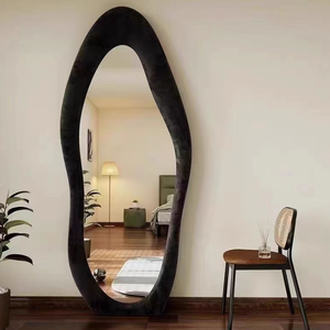 Selling Home Decor Irregular Full Body Wall Mounted Floor <strong>Mirror</strong> Flannel Wrapped Frame <strong>Leaning</strong> Hanging Wall <strong>Mirror</strong> - Product Image 4
