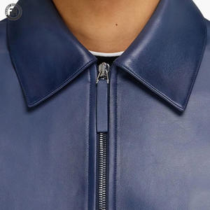 Cowhide Leather Jacket Black Navy Blue <b>Top</b> Grain Chrome Tanned Luxury Semi Aniline Finish - Product Image 3