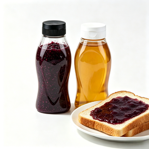 Bouteille à condiments transparente en PET de 450 ml avec bouchon à clapet et valve en silicone, idéale pour la confiture <span class=keywords><strong>maison</strong></span>, le ketchup, la mayonnaise, la sauce salade - Product Image 3