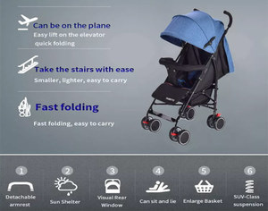 JXB Luxury <strong>Buggy</strong> One Hand Folding New Arrival Baby Carriage Designer Kids Lightweight 4-Wheel <strong>Foldable</strong> Stroller 20KG Load - Product Image 5