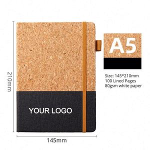Custom Logo <b>A5</b> Eco Friendly Lined Journal Sustainable Natural Cork Cover Notebook for Corporate Event - Product Image 2
