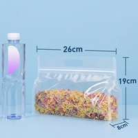 Sachets Doypack en gros avec poignée, qualité alimentaire, transparent givré, refermables à fermeture éclair, fond plat, pour emballage alimentaire et snacks, 50 pièces, OEM