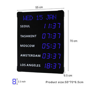 Reloj mundial digital LED <span class=keywords><strong>de</strong></span> precisión CP34 Zonas horarias elegantes con fecha electrónica y nombres <span class=keywords><strong>de</strong></span> zona <span class=keywords><strong>de</strong></span> vinilo - Product Image 3