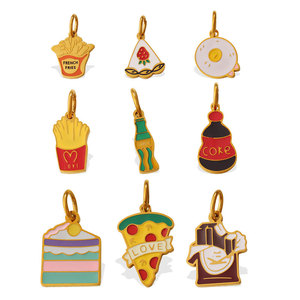 Customized Waterproof Charms 14k 18k Gold Plated 316L Stainless Steel Enamel Food Charms for <b>Bracelet</b> Necklace Jewelry Making - Product Image 5