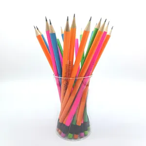 하이 퀄리티 저렴한 공장 가격 학교 공급 학생을위한 컬러 지우개와 OEM 둥근 모양의 나무 HB 연필