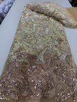 Dentelle en tulle brodée de perles NI.AI, dentelle en filet colorée avec des sequins, dentelle africaine pour robe de mariée