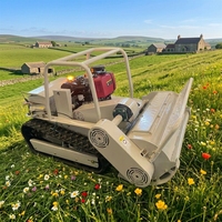 Tondeuse à gazon industrielle télécommandée 15 CV diesel sur chenilles pour désherbage de pentes et vergers, personnalisable OEM
