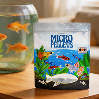 Sachet Doypack à fermeture éclair refermable, forme personnalisée, pour aliments pour poissons, granulés d'aquarium, emballage de nourriture pour animaux aquatiques