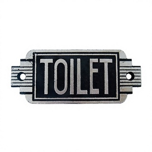 Envío rápido Letrero de metal para inodoro Tipo de fácil instalación Letreros personalizados de metal Montado en la pared y la puerta Letrero general para el hogar/La Oficina - Product Image 1