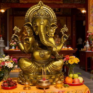 Custommade truyền thống phong thủy Ganesha bức tượng bằng đồng trong các kích cỡ khác nhau và màu sắc cho trang trí thờ phượng - Product Image 2