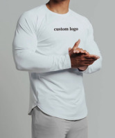 T-shirts de sport à manches longues pour hommes, personnalisés, à séchage rapide, en polyester et élasthanne de haute qualité, avec ourlet incurvé