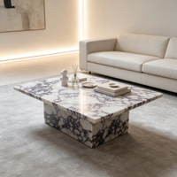Ensemble de table à manger moderne haut de gamme en marbre Calacatta violet ovale pour appartement et hôtel