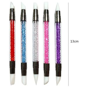 <span class=keywords><strong>Boson</strong></span> Glass Nouveauté Stylo à ongles double tête en silicone souple effet cristal, pinceau ovale en forme de cheveux, qualité professionnelle supérieure pour nail art - Product Image 2