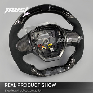 Volant personnalisé en fibre de carbone noire avec affichage LED du régime moteur pour Peugeot 408 508 2008 <span class=keywords><strong>3008</strong></span> 4008 5008 SW <span class=keywords><strong>GT</strong></span> <span class=keywords><strong>2017</strong></span>-2026 - Product Image 3