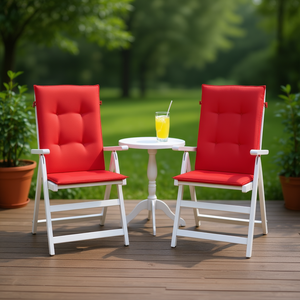 Coussins de chaise d'extérieur rouges à dossier haut, lot de 2, 100 % polyester, amovibles, lavables, matelassés, rectangulaires, toutes saisons - Product Image 2