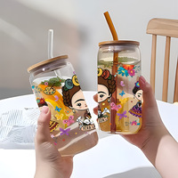 Haute qualité 16oz UV DTF Wraps brillant vinyle UVDTF transferts autocollants Logo personnalisé prêt à expédier pour tasses bougies artisanat en gros