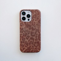 Étui de téléphone de luxe antichoc Minibook pour iPhone 17 14 Pro Max, motif léopard en cuir, coque rigide PC+PU pour iPhone