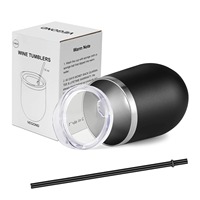 Mug isotherme en acier inoxydable de 12 oz en forme d'œuf, avec revêtement en poudre personnalisé, pour café, bière ou vin, avec couvercle