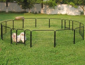 Kandang Anjing Logam 40in H 32 Panel Pagar Anjing Tugas Berat - Product Image 4