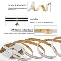 Bande lumineuse LED COB RGBCCT intelligente 24V 960 LED, sans fil, à intensité variable, blanc réglable, ruban flexible pour salon, CE RoHS