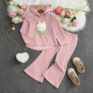 Ensemble <span class=keywords><strong>de</strong></span> vêtements pour bébés filles, motif floral d'automne, sweat-shirt à capuche et pantalon pour enfants - Product Image 1