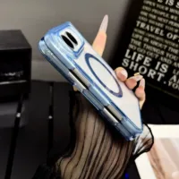 Casing Magnetik Transparan iPhone Duo untuk iPhone DUO 18 BARU 18 Lipat, Anti Benturan, Mendukung Pengisian Daya Nirkabel, Bahan Akrilik PC Keras