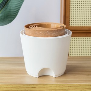 Pots de plantes à arrosage automatique avec trous de drainage et plateaux décoratifs modernes adaptés aux fleurs orchidées et aux plantes d'intérieur - Product Image 3