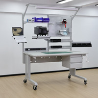 Estación de Trabajo ESD Ajustable Manualmente DETALL para Pruebas de Laboratorio con Ajuste de Altura Manual y Diseño Ergonómico