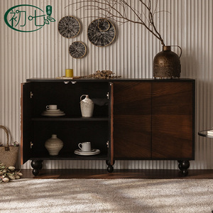ชุดตู้ห้องนั่งเล่นสไตล์จีนใหม่ ตู้เก็บของ 3 บานแบบย้อนยุคตกแต่งสไตล์วินเทจ สำหรับตกแต่งบ้าน - Product Image 3