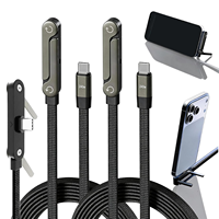Nylon Geflochtenes USB-C Kabel 240W Schnellladung 360° Drehbar Unsichtbarer Faltbarer Handyständer Kabel für Smartphone Tablet