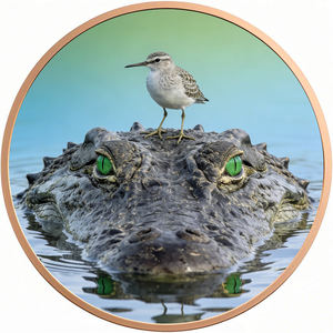 Direktverkauf ab Werk: Farbige 1 Unze .999 Reines Kupfer Hochrelief-Krokodilmünze, Sammlerstück Kupferbarren - Product Image 2