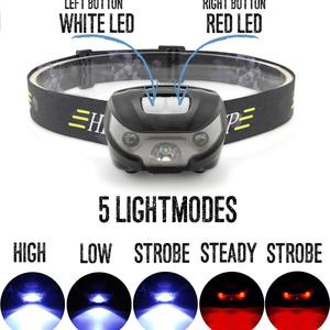 Lampe frontale intelligente à capteur de mouvement, 2000 mAh, rechargeable, LED, étanche, pour course en extérieur, pêche nocturne - Product Image 4