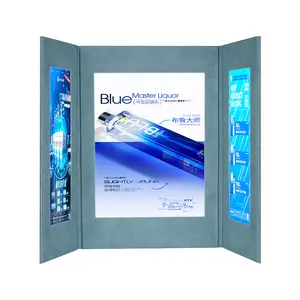 New Style Restaurant Cafe 3 View Rechargeable Illuminated Leather LED Menu