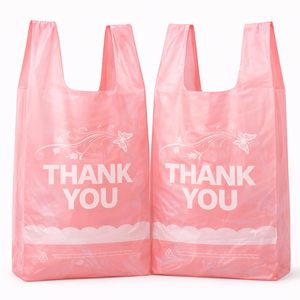 Thank You T-Shirt Bags with Handles Durable HDPE Plastic <b>Shopping</b> Bags for Grocery, Retail, Takeout & <b>Small</b> Business - Product Image 1
