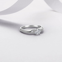 Bague en Moissanite en Argent Sterling 925, Ronde 5mm, 4 Griffes, VVS1 Couleur D, Pierres Latérales, 3 Couleurs, Bijoux
