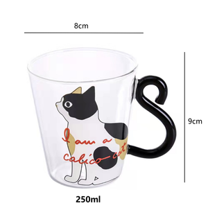 Desenhos animados Gato Forma Copo De Leite De Vidro 250MLHeat Resistente Alta Borosilicato Copo De Café Com Alça Home Office Café Da Manhã Caneca - Product Image 3