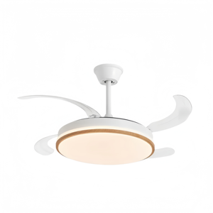 Ventilateur de plafond LED moderne avec moteur DC, 4 pales, télécommande, intensité variable, 3000K-6000K, 6 vitesses, CRI 85, montage en suspension pour salon - Product Image 1