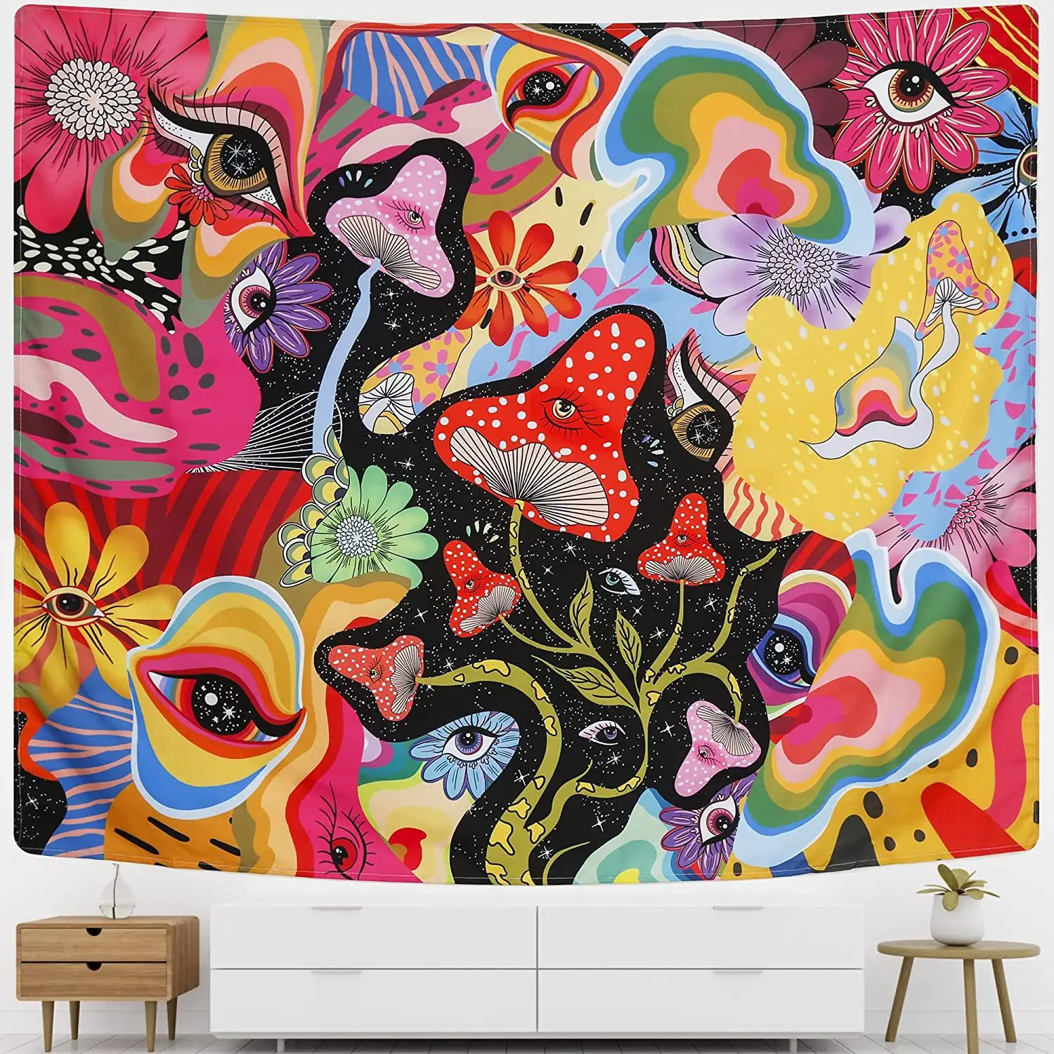 3D Print Trippy Mushroom Tapestry Hippie Psychedelic Abstract Art Tapiz Wall Hanging Tapestries