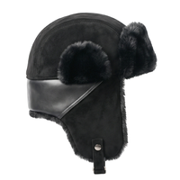Chapeau d'hiver chaud en similicuir avec cache-oreilles en fourrure, coupe-vent, style aviateur, avec sangle sous le menton, pour le ski, la neige et les activités de plein air pour hommes