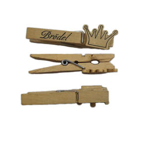 Fermaglio in legno da 7cm con corona e logo di avvio personalizzato spille per vestiti naturali per l'asciugatura fotografica per l'artigianato - Product Image 5