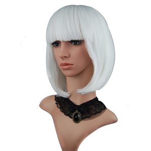 Perruque synthétique courte de 25 cm avec des cheveux bouclés lâches, adaptée à un usage quotidien pour les femmes, cheveux synthétiques en fibre - Product Image 4