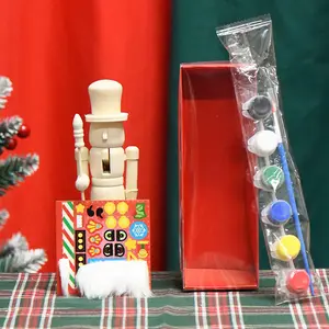 New 18CM Wood Color White Embryo Nutcracker Puppet DIY Painting Set Painting Packaging Material