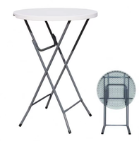 Cadre en métal pliable résine ronde Restaurant salle à manger en plein air Bar café Cocktail hauteur Table pour fête de mariage et utilisation d'événement