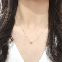 Collar con Colgante de Doble Dije Redondo de Oro Macizo, Joyería de Oro Real 18k Au750, Cadena de Oro Real 18k para Mujer