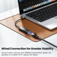 Adaptador Ethernet USB 2.0/Tipo-C Toocki con Indicador LED Bicolor, Tarjeta de Red RJ45 de 100 Mbps, Material ABS, Compatible con Windows 11/10, Mac, iPad OS
