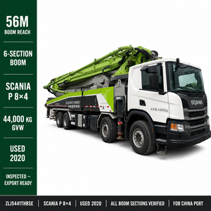 Camión Bomba de Concreto Diésel Zoomlion 56m Usado, <span class=keywords><strong>2020</strong></span>, China, <span class=keywords><strong>Scania</strong></span> P 8x4, Segunda Mano, ZLJ5441THBSE, con Productividad de 180M/H - Product Image 3