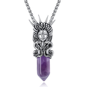 Merryshine Hecate, Gema <span class=keywords><strong>de</strong></span> Cristal, Diosa Lunar Hekate, Amuleto Pagano, Joyería Espiritual, Colgante <span class=keywords><strong>de</strong></span> Piedra Curativa <span class=keywords><strong>de</strong></span> Amatista - Product Image 1