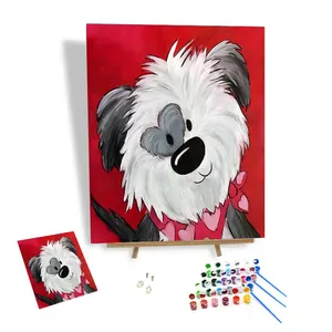 Painting By Numbers Kits For Room Decor Valentine's Day Puppy Painting By Numbers Custom Handmade For Adults Beginning